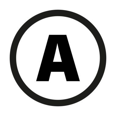 A harfi simgesi. Cesur bir sembol. Siyah ve beyaz daire grafikleri. Basit vektör tasarımı. EPS 10.