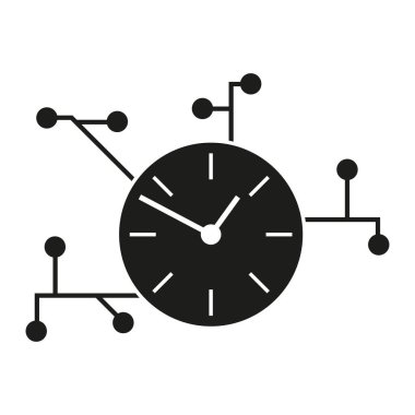 Düğüm simgesi olan saat. Teknoloji zaman sembolü. Ağ ve zaman tasarımı. Vektör saat konsepti. EPS 10.