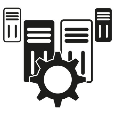 Sunucu vites yapılandırması. Veri merkezi yönetimi. Teknoloji işleme konsepti. Vektör sembolü. EPS 10.