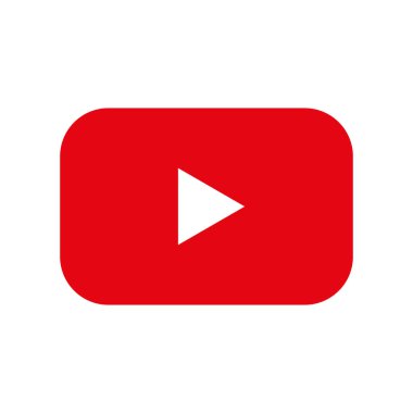 Kırmızı oynat düğmesi simgesi. Beyaz üçgen merkezi. Kalın vektör şekli. Dijital medya sembolü. EPS 10.