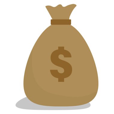 Para çantası ikonu. Çuvaldaki dolar işareti. Kahverengi altın tasarımı. Vektör görüntüsü. EPS 10.