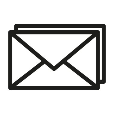 Mektupla birlikte zarf. Posta vektör simgesi. Basit yazışma şekli. Siyah mesaj sembolü. EPS 10.