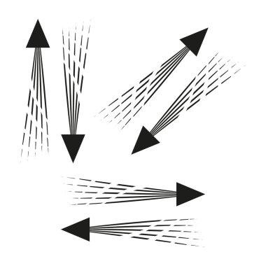 Ok hızı simgesi. Dinamik ok sembolü. Hızlı hareket çizgileri. Vektör grafik ögesi. EPS 10.