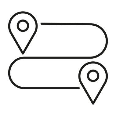 Konum simgesi. Basit bir yol haritası. Minimalist vektör tasarımı. Navigasyon konsepti. Temiz siyah çizgiler. EPS 10.