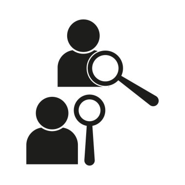 İnsan arama simgesi. İnsan büyüteci. İş sembolü. Vektör çizimi. EPS 10.