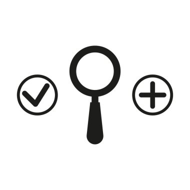 Büyüteç simgesi. İşaretli ve artı. Sembolü ara ve seç. Vektör çizimi. EPS 10.