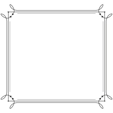 Dekoratif çerçeve simgesi. Basit siyah taslak. Zarif köşe tasarımı. Vektör şekli. EPS 10.