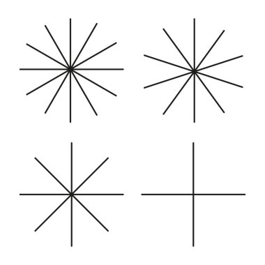Geometrik yıldız tasarımları. Siyah yıldız şekilleri. Minimalist çizgi sanatı. Soyut dekorasyon. EPS 10.