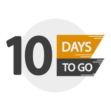 10 numara geri sayım. Kalın 10 gün kaldı. Siyah ve sarı taşıyıcı hatırlatıcı. Zaman geri sayımı sembolü. EPS 10