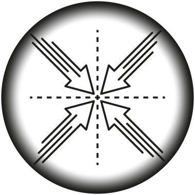 Oklar merkezi gösteriyor. Hedef kavramına odaklan. Merkezi yön simgesi. Vektör çizimi. EPS 10.