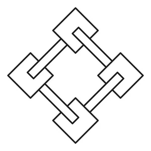 Birbirine kenetlenmiş kareler tasarımı. Vektör geometrik desen. Soyut kare kompozisyon. Siyah çizgi sanatı. EPS 10.