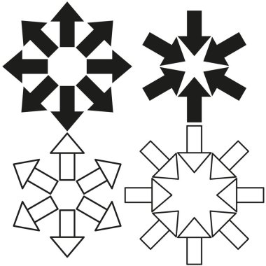 Arrow icon. Circular direction symbol. Multiple orientation vector. Black and white shape. EPS 10. clipart