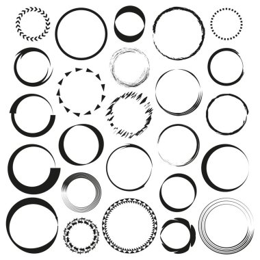 Dairesel çerçeveler. Geometrik halkalar. Soyut çemberler. Vektör çizimi. EPS 10.