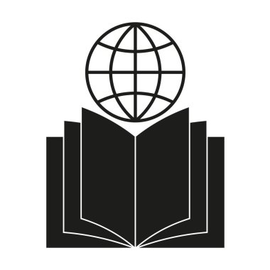 Open book icon. Globe symbol knowledge. Vector education illustration. World reading concept. EPS 10. clipart