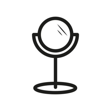 Ayna simgesi. Yansıma sembolü vektörü. Siyah yuvarlak şekilli. Makyaj standı çizimi. EPS 10.