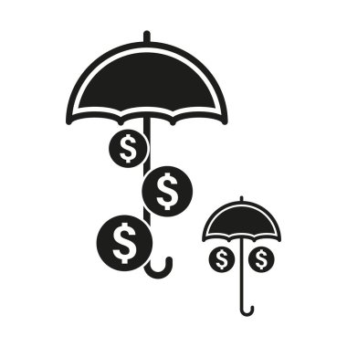 Para koruma ikonu. Dolarlı şemsiye. Mali güvenlik sembolü. Vektör çizimi. EPS 10.