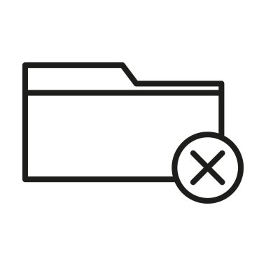 Çapraz simgeli dizin. Kapalı klasör sembolü. Asgari hata veya silme işareti. Vektör çizimi. EPS 10.