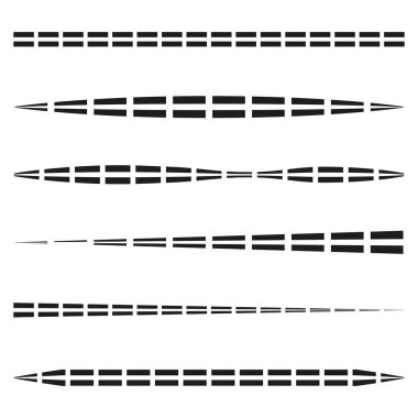 Gradyan vektör çizgileri. İnce siyah bölümler. Yatay grafik elementler. Soyut çizgili şekiller. EPS 10.