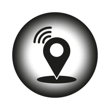 Konum simgesi. Wi-Fi dalgaları. Seyrüsefer siyah çember. Soyut modern tasarım. EPS 10.