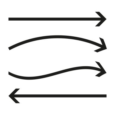 Ok hareketi simgesi. Yön akış sembolü. Dalgalı ok konsepti. Vektör navigasyon çizimi. EPS 10.