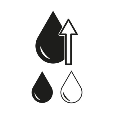 Su damlası ikonu. Damlacıklı ok. Sıvı sembol kavramı. Vektör sıvısı çizimi. EPS 10.