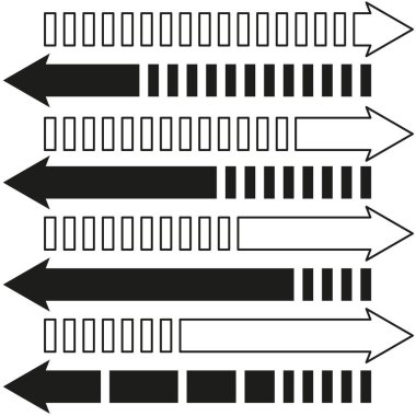 Yönlü ok simgesi. Siyah ve beyaz oklar. Vektör ok koleksiyonu. Navigasyon şekilleri. EPS 10.