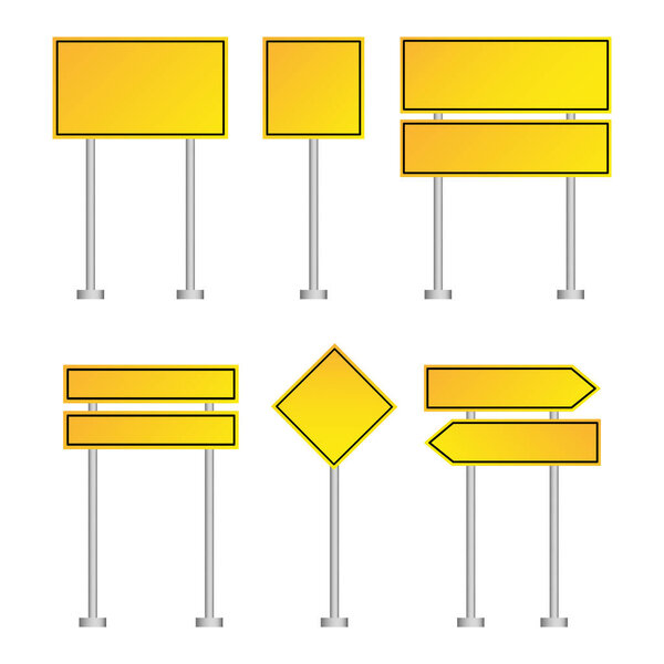 Señal Amarilla Formas Advertencia Tráfico Borde Forrado Negro Diseño Vectorial — Vector de stock