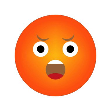 Şok olmuş ifade suratı. Kızgın ifade sembolü. Parlak turuncu daire. Cesur vektör tasarımı. EPS 10.