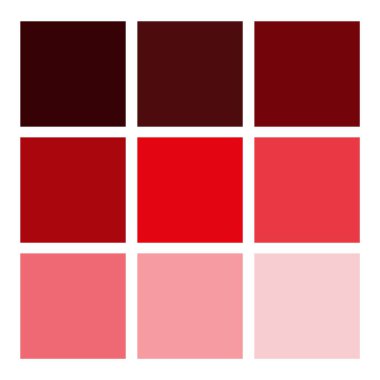 Red color palette. Coordinated shade squares. Bold gradient tones. Minimal vector design. EPS 10. clipart