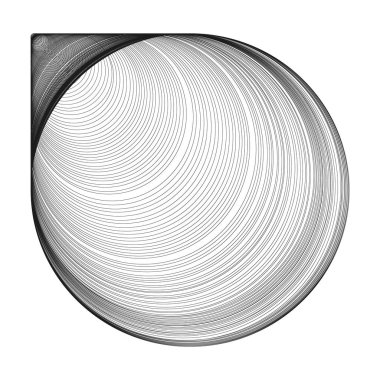 Soyut dairesel çizgiler. Minimalist dairesel model. Geometrik vektör elemanı. Siyah ve beyaz şekilli. EPS 10.