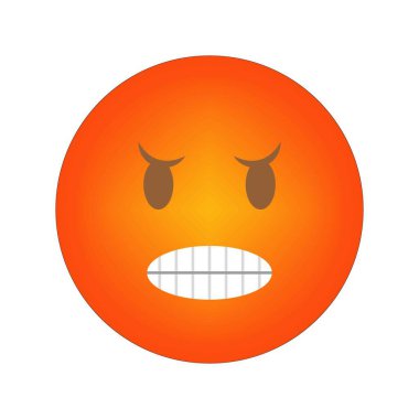 Kızgın surat emojisi. Sırıtan yüz ifadesi simgesi. Kalın turuncu renk. Vektör çizimi. EPS 10.