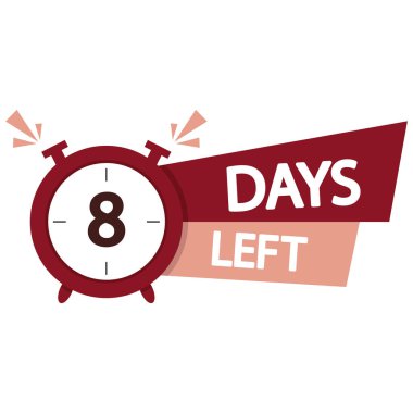 Geri sayım zaman simgesi. Sekiz numaralı cesur. Günlerce mesaj bırakmış. Vektör çizimi. EPS 10.