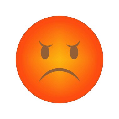 Üzgün turuncu emoji. Kızgın yüz ikonu. Gradyan dairesel tasarım. Vektör ifade sembolü. EPS 10.