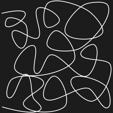 Soyut beyaz çizgiler. Dinamik kıvrımlı şekiller. Siyah arkaplan vektörü. Yaratıcı soyut model. EPS 10.