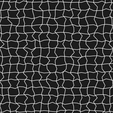 Soyut siyah şebeke. Düzensiz ağ deseni. Beyaz çizgiler çatlamış. Vektör pürüzsüz doku. EPS 10.