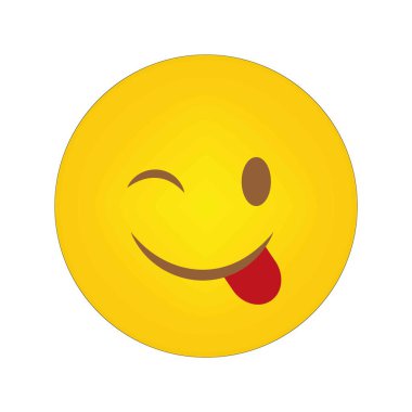 Göz kırpan emoji simgesi. Neşeli gülen surat. Sarı dairesel sembol. Komik bir yüz ifadesi. EPS 10.