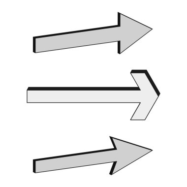 Ok yönü simgesi. Navigasyon işaretleyici şekilleri. Cesur siyah çizgiler. Minimalist vektör elementleri. EPS 10.