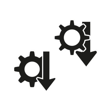 İkonları indirin. Ok atma sembolü. Vektör dişli şekli. Mekanik ayar çizimi. EPS 10.