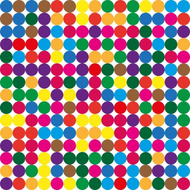 Renkli daire deseni. Parlak noktalar. Kusursuz polka tasarımı. Çok renkli soyut dokular. EPS 10.