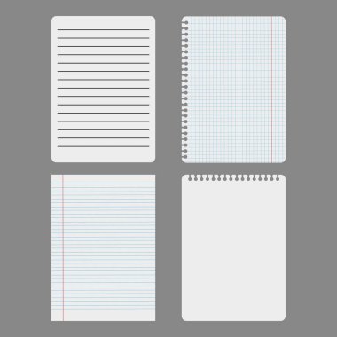 Kağıt kaplama çarşaflar. Grafik kağıdı sayfaları. Defter sayfası hazır. Boş bir şablon. EPS 10.