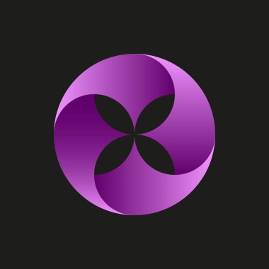 Mor soyut çember. Modern geometrik sembol. Koyu renk farkı. Gelecekçi vektör şekli. EPS 10.