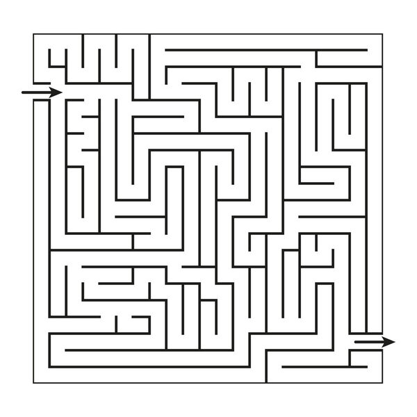 Square maze puzzle. Abstract geometric pattern. Black line labyrinth. Vector shape. EPS 10.