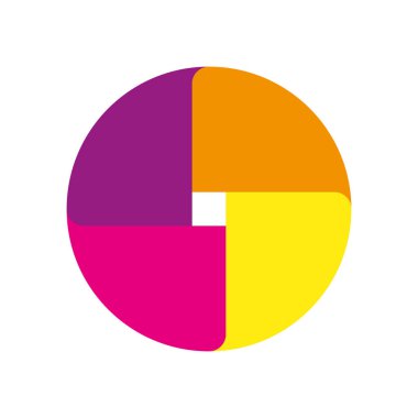 Renkli pasta grafiği. Dairesel bilgi elementi. Soyut veri görselleştirmesi. Parlak grafik sembolü. EPS 10