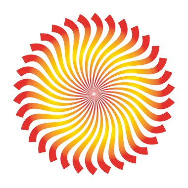 Parlak güneş sarmalı. Işıl ışıl dönen çizgiler. Sarı kırmızı gradyan. Optik illüzyon etkisi. EPS 10.