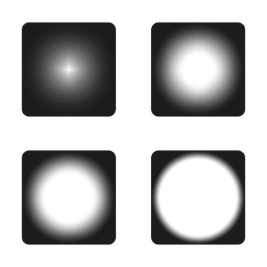 Koyu renk tonlu düğmeler. Soyut parlak elementler. Modern kullanıcı arayüzü. Siyah beyaz kontrast. EPS 10.