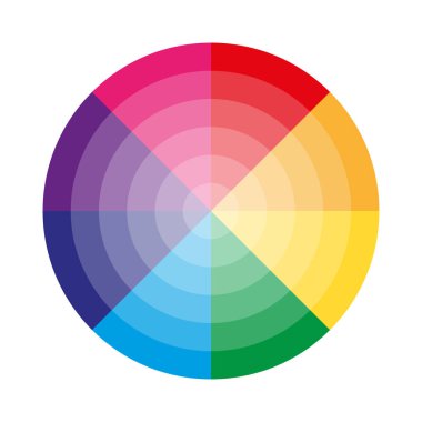 Parlak renk tekerleği. Canlı renk spektrumu. Sanatsal pigment çizelgesi. Vektör eğim çemberi. EPS 10.