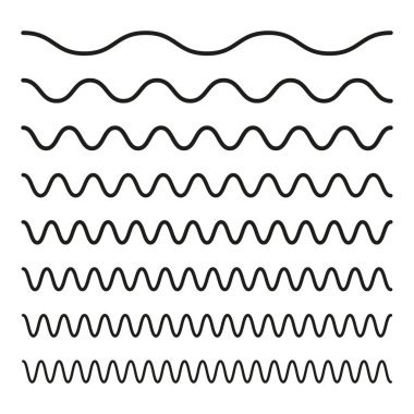 Dalgalı hat hazır. Soyut eğri desen. Geometrik dalga şekli. Siyah vektör elementi. EPS 10