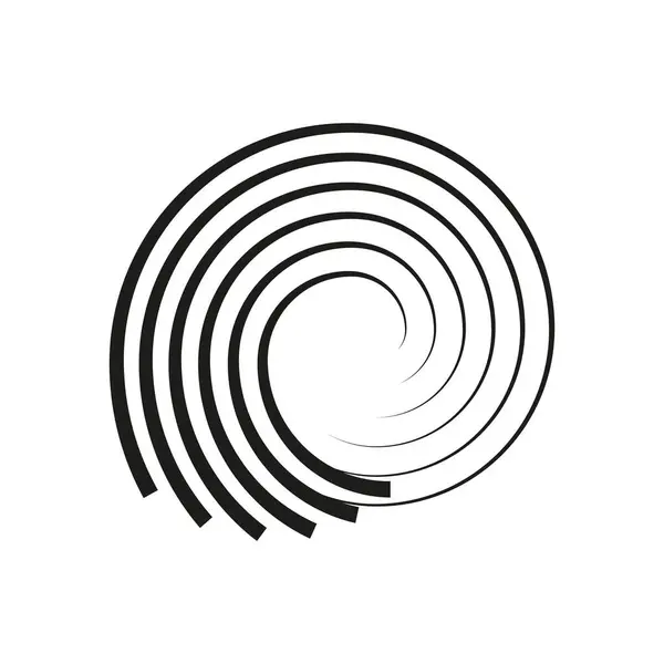 Kavisli spiral ikon. Optik girdap illüzyonu. Siyah soyut şekil. Vektör tasarımı. EPS 10.