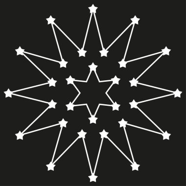 Yıldız takımyıldızı simgesi. Göksel desen sembolü. Kozmik gökyüzü görüntüsü. Vektör galaksi tasarımı. EPS 10.