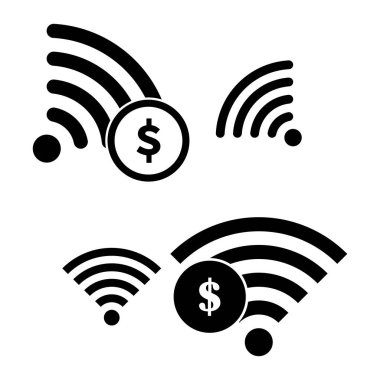 Wi-Fi para simgesi. Kablosuz finans sinyali. İnternet bankacılığı sembolü. Dijital ödeme. EPS 10.